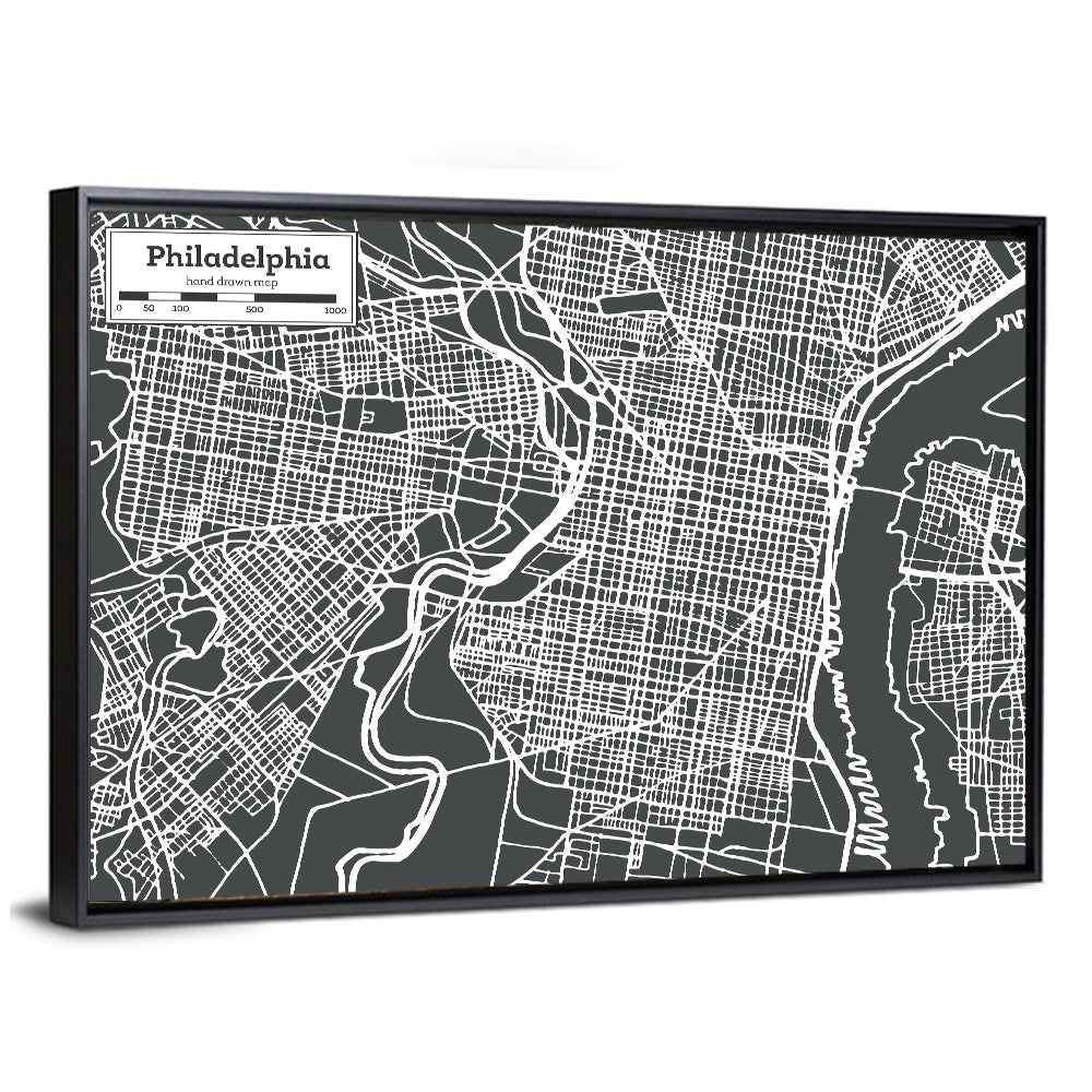 Philadelphia Street Grid Map Wall Art