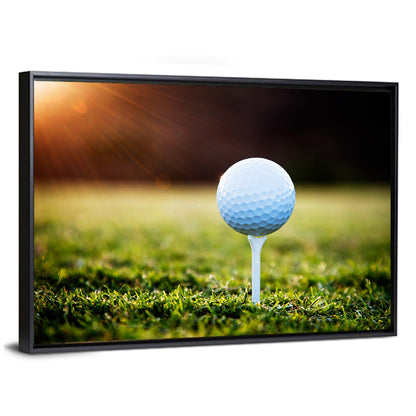 Golf Ball on Tee at Sunset Wall Art