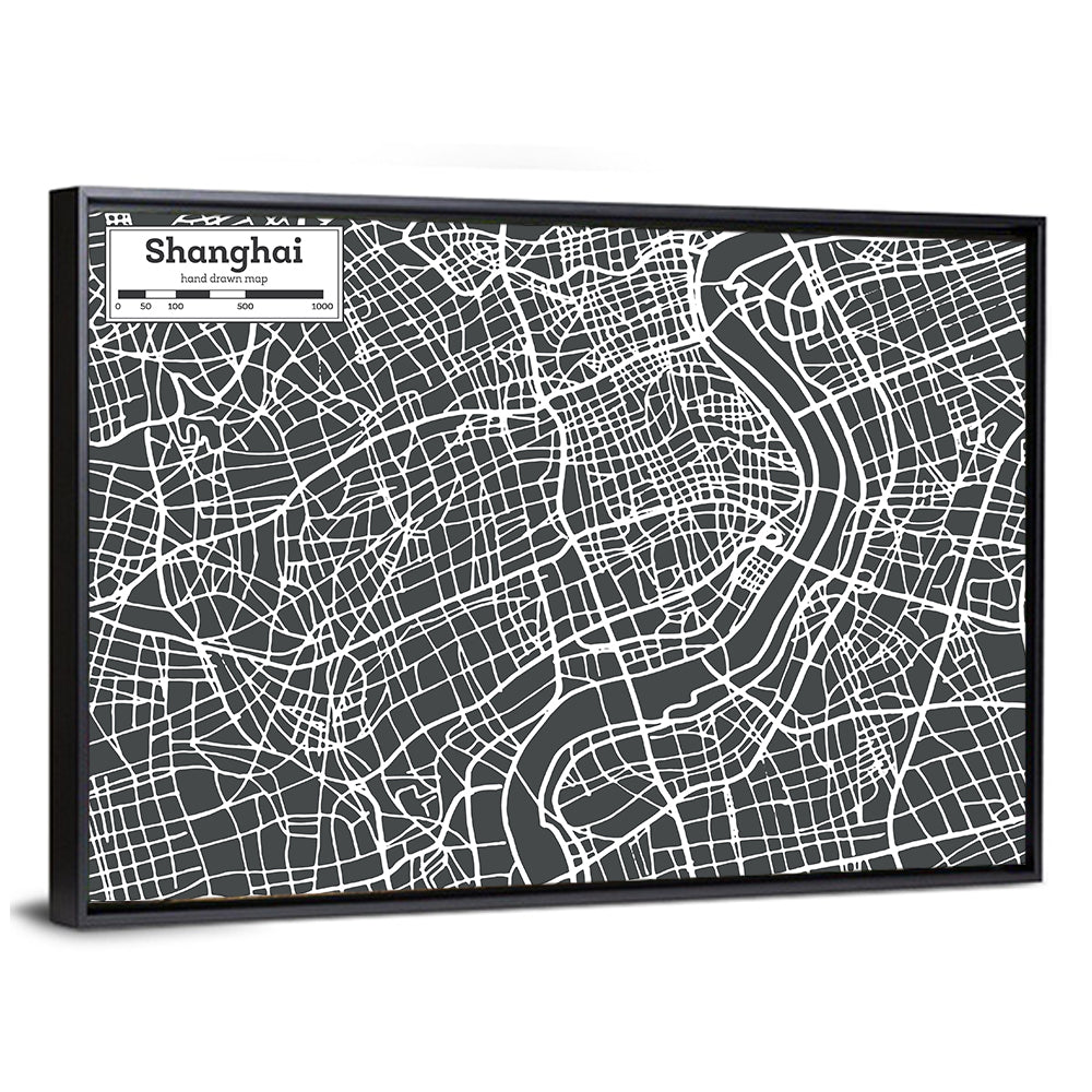 Shanghai City Map Wall Art