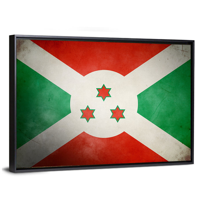 Vintage Burundi Flag Wall Art as a framed canvas