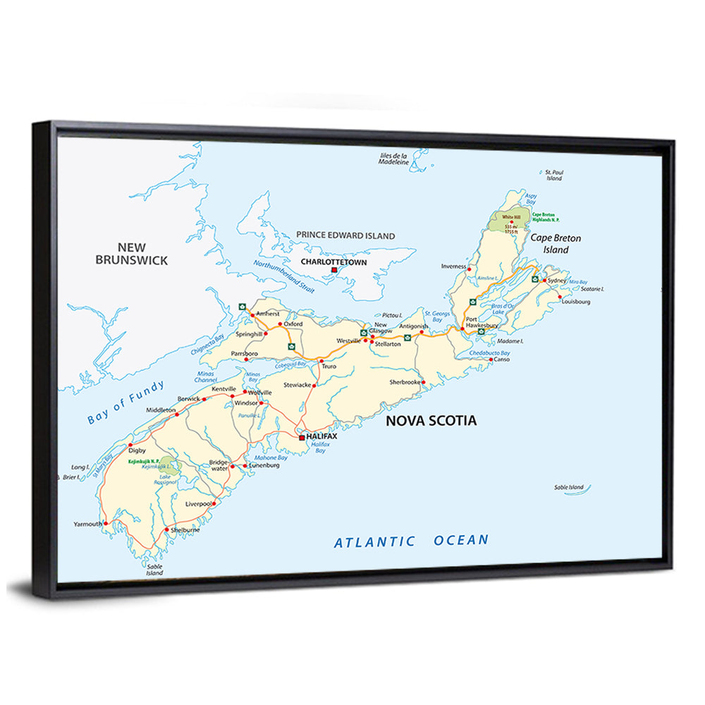 Nova Scotia Nautical Map Wall Art