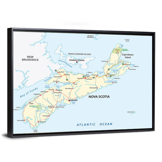 Nova Scotia Nautical Map Wall Art