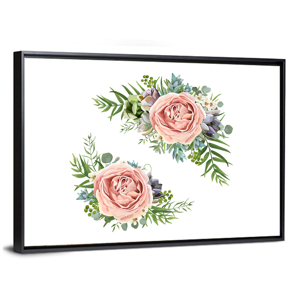 Mirrored Pink Rose Clusters Wall Art
