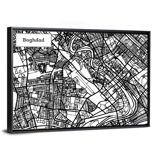 Baghdad City Map Wall Art