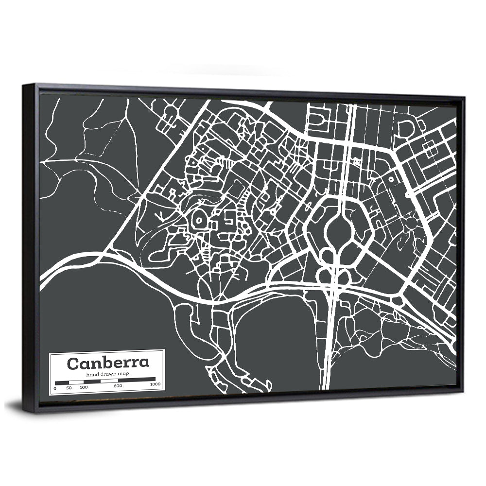 Canberra Street Grid Map Wall Art