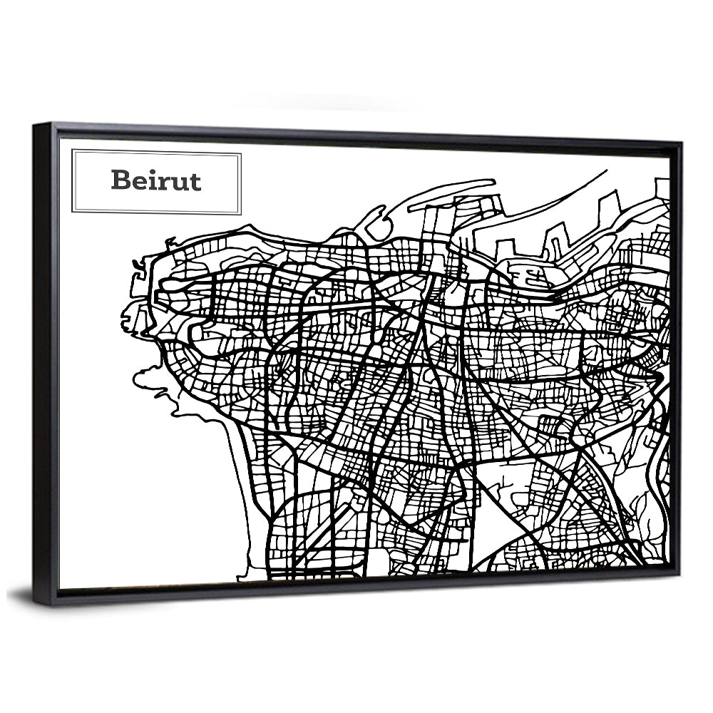 Beirut Street Grid Map Wall Art