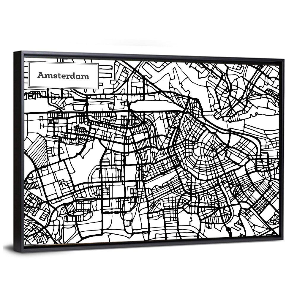 Amsterdam Canals Map Wall Art