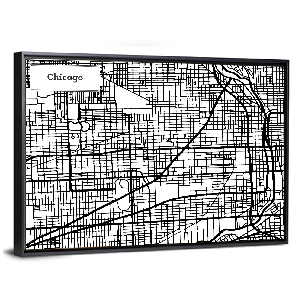 Chicago Street Grid Map Wall Art