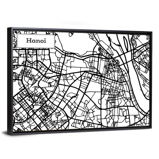 Hanoi Grid Map Wall Art