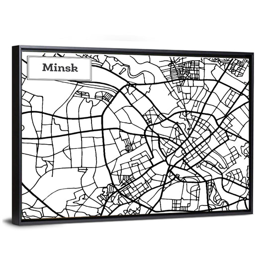 Minsk Street Grid Map Wall Art