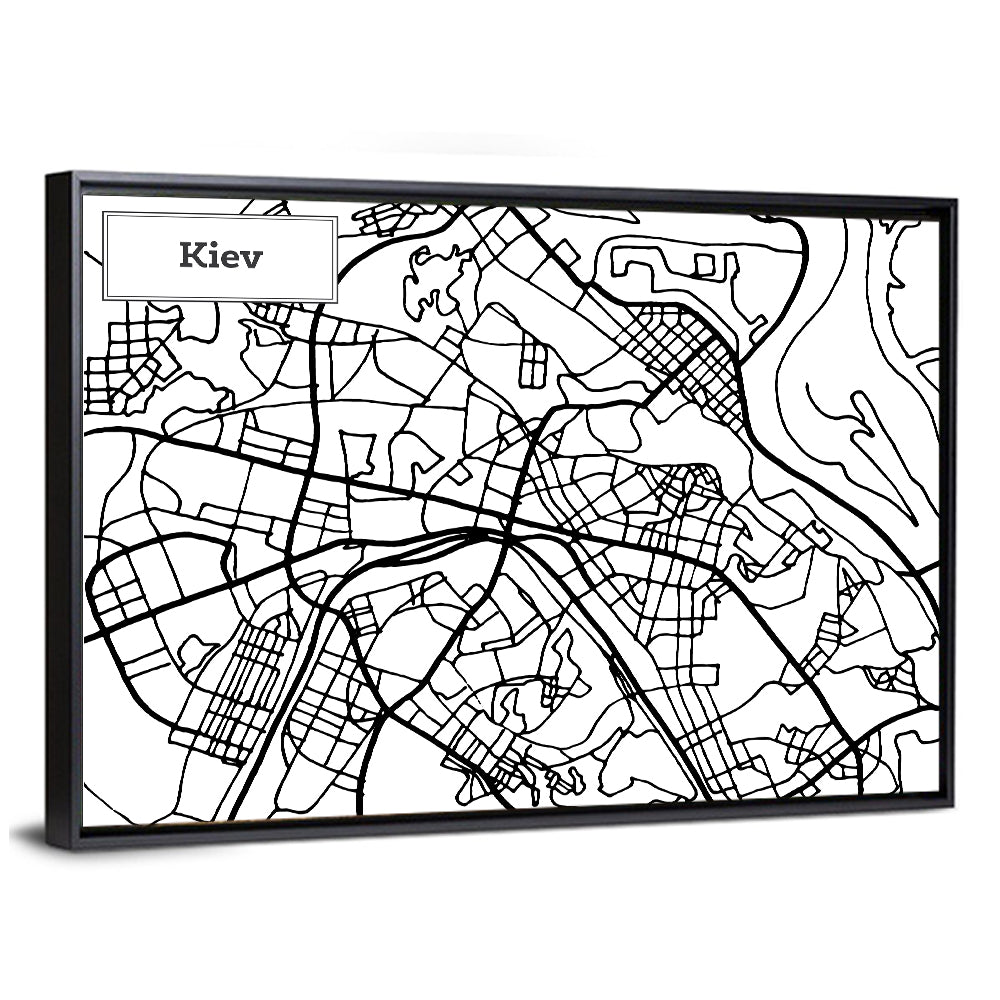 Kiev Street Grid Map Wall Art