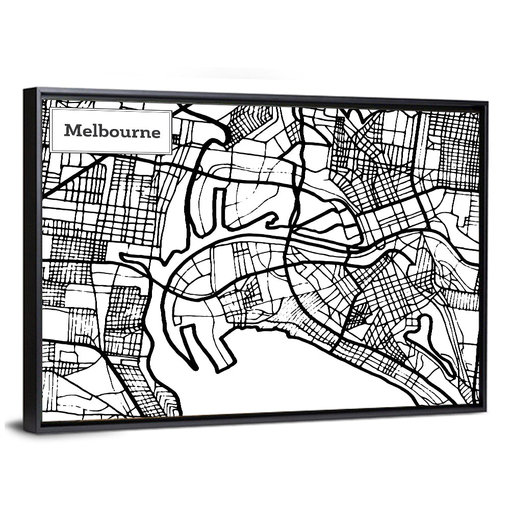 Melbourne Street Grid Map Wall Art