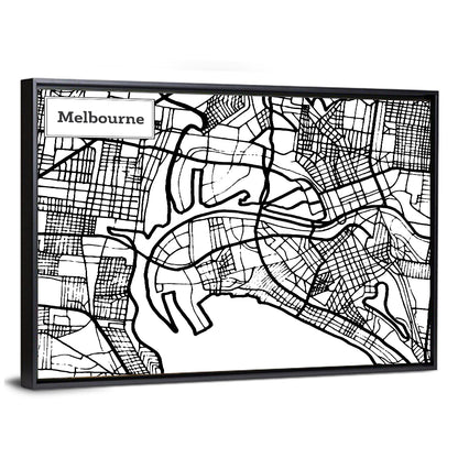 Melbourne Street Grid Map Wall Art