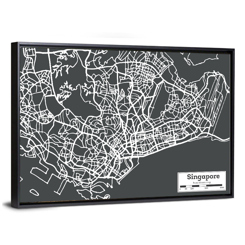 Singapore Minimal City Map Wall Art