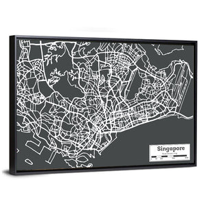 Singapore City Map Wall Art