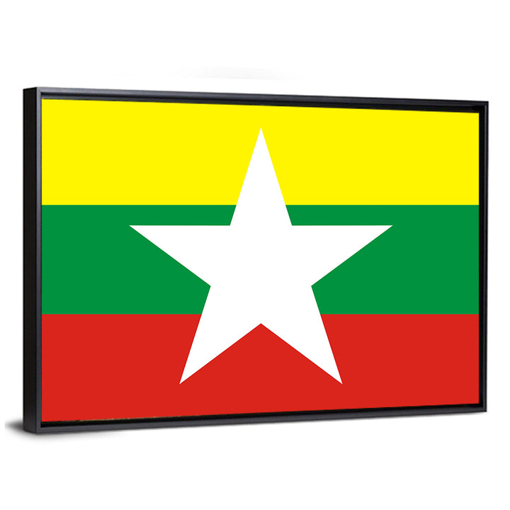 Myanmar Flag with Central Star Wall Art