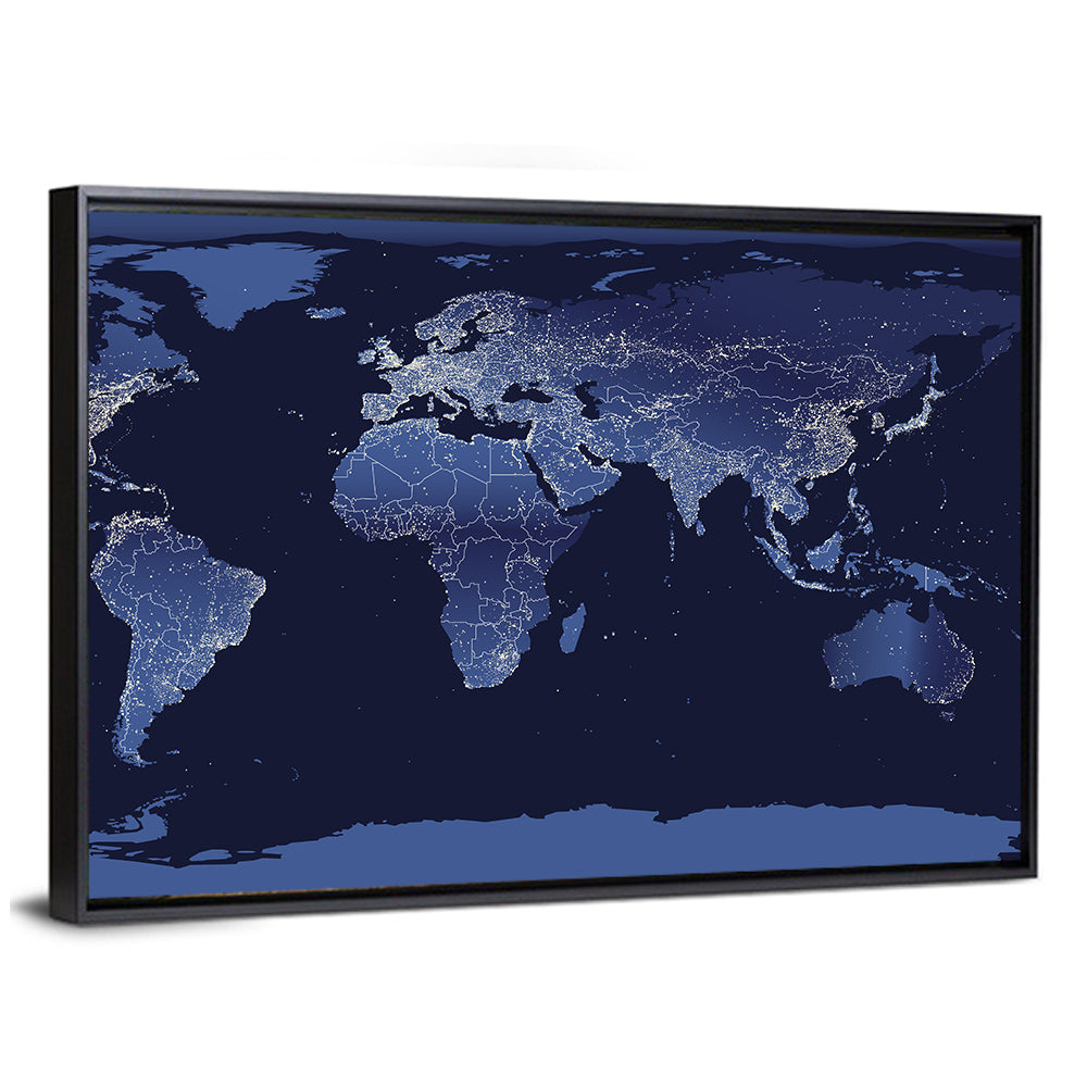 Global Night Lights Map Wall Art