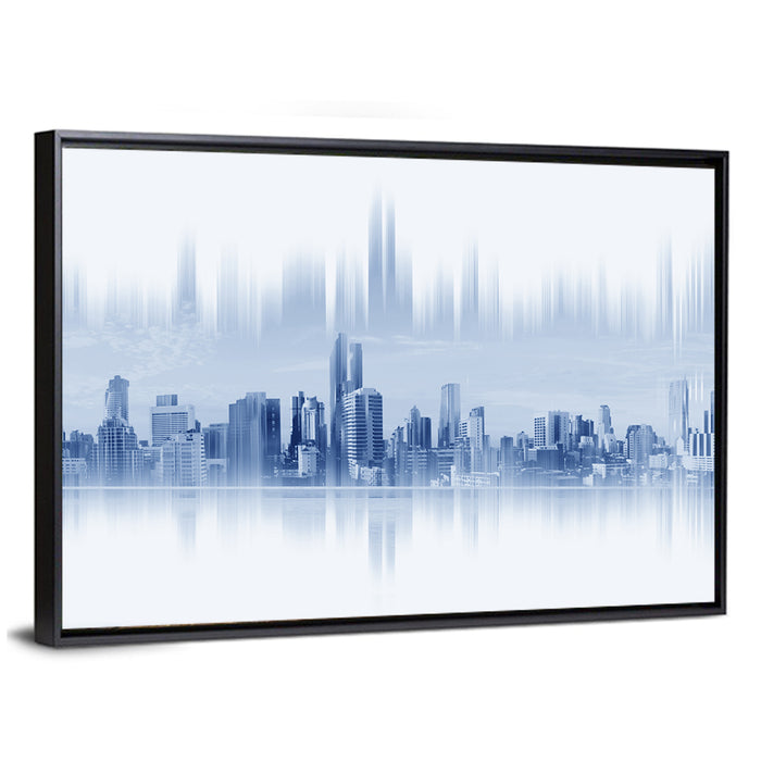 Abstract Skyscraper Reflection Wall Art as a framed canvas