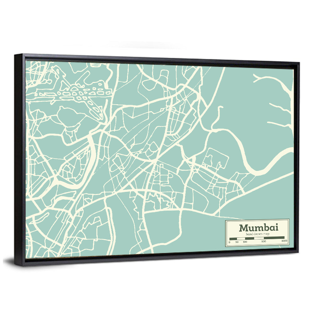 Mumbai Minimalist City Map Wall Art