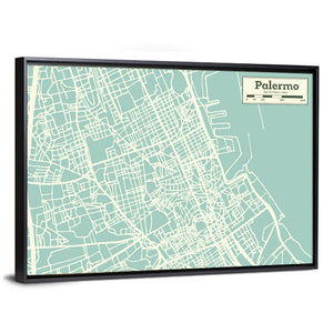 Palermo City Map Wall Art