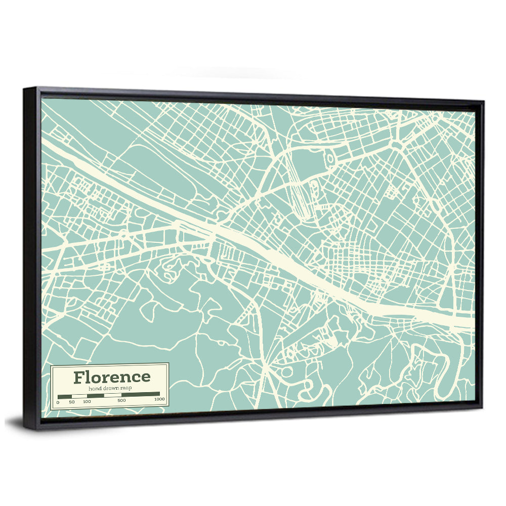 Florence City Map Wall Art