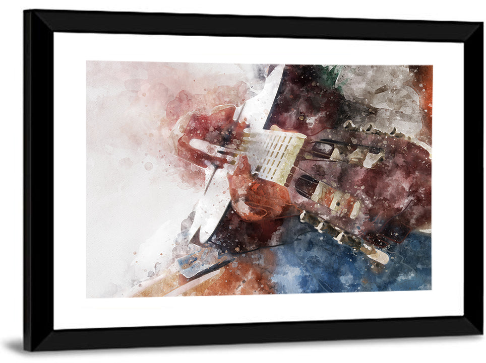 Acoustic Guitar Close Up Watercolor Wall Art