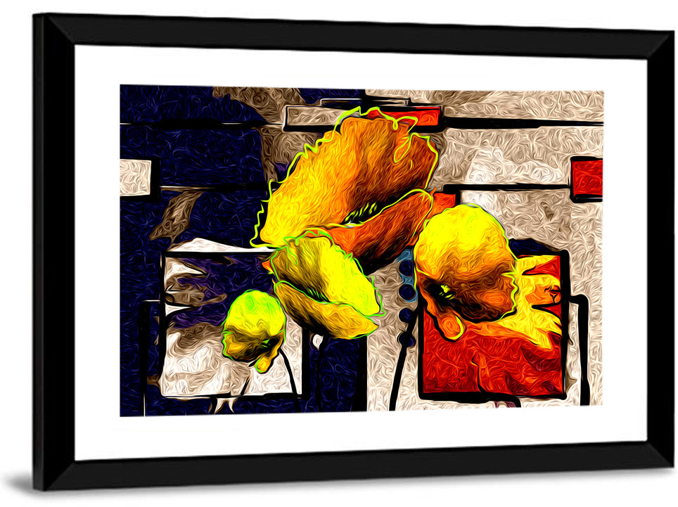 Poppy Grid Oil Painting Wall Art