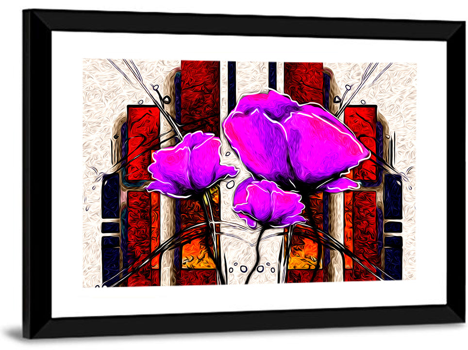 Purple Poppies Illustration Wall Art