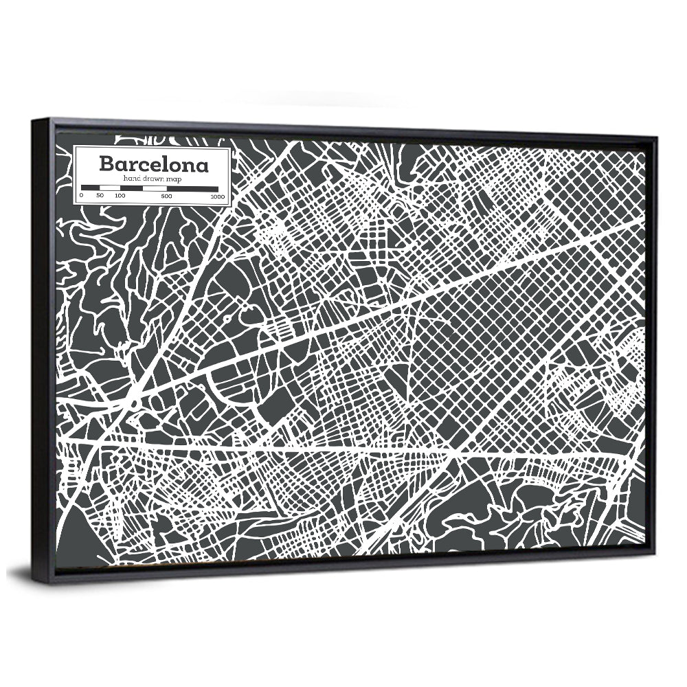 Barcelona City Map Wall Art