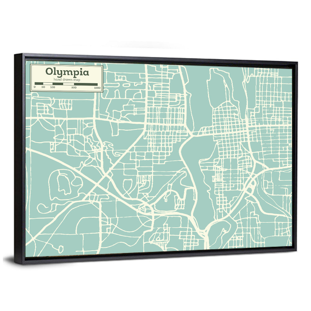 Olympia Street Network Map Wall Art