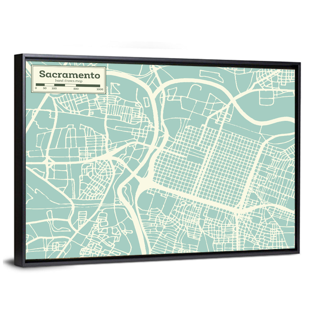 Sacramento River Map Wall Art