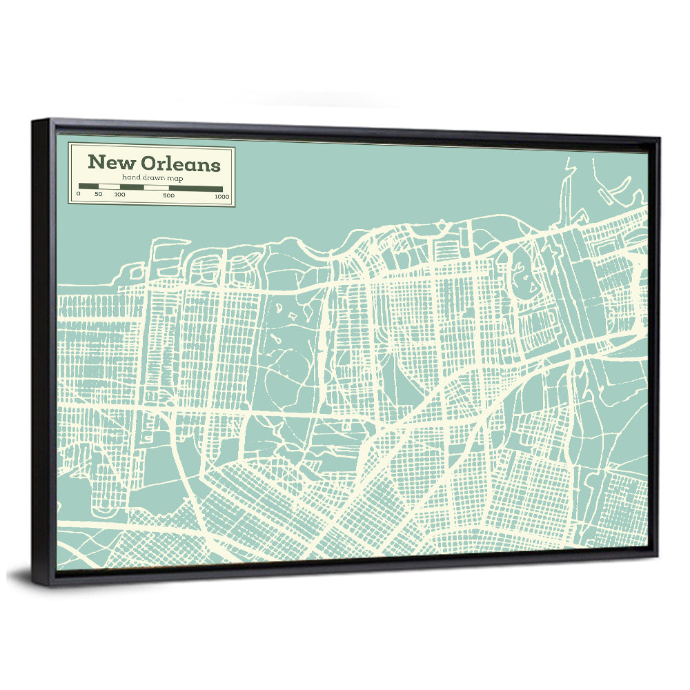 New Orleans Street Grid Map Wall Art
