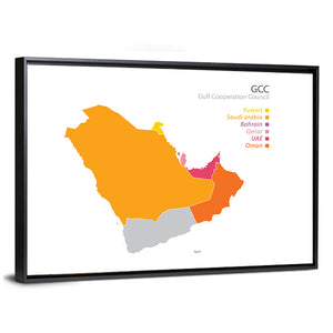 Gulf Cooperation Council Map Wall Art