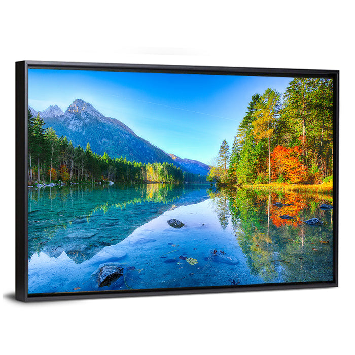 Hintersee Autumn Reflection Wall Art as a framed canvas