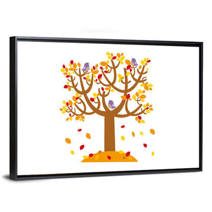 Autumn Tree with Perching Birds Wall Art