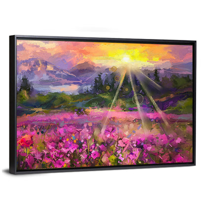 Cosmos Meadow Sunset Wall Art
