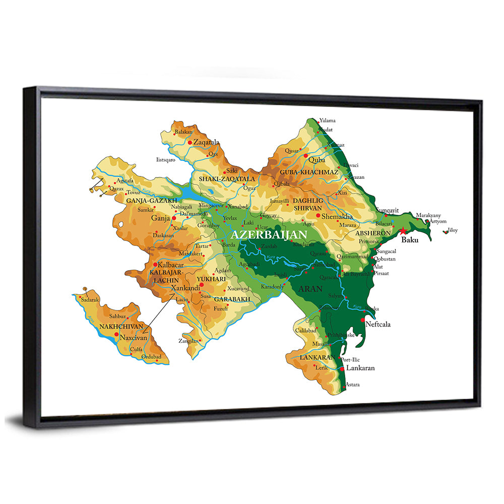 Azerbaijan Relief Map Wall Art