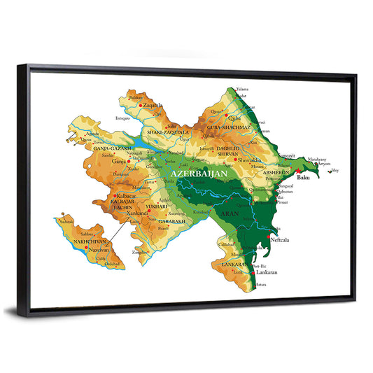 Azerbaijan Relief Map Wall Art