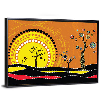 Aboriginal Dot Sunset Wall Art