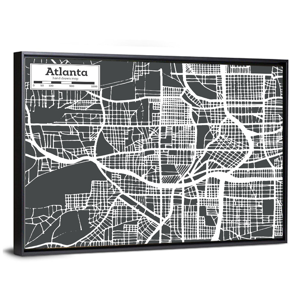 Atlanta Street Grid Map Wall Art