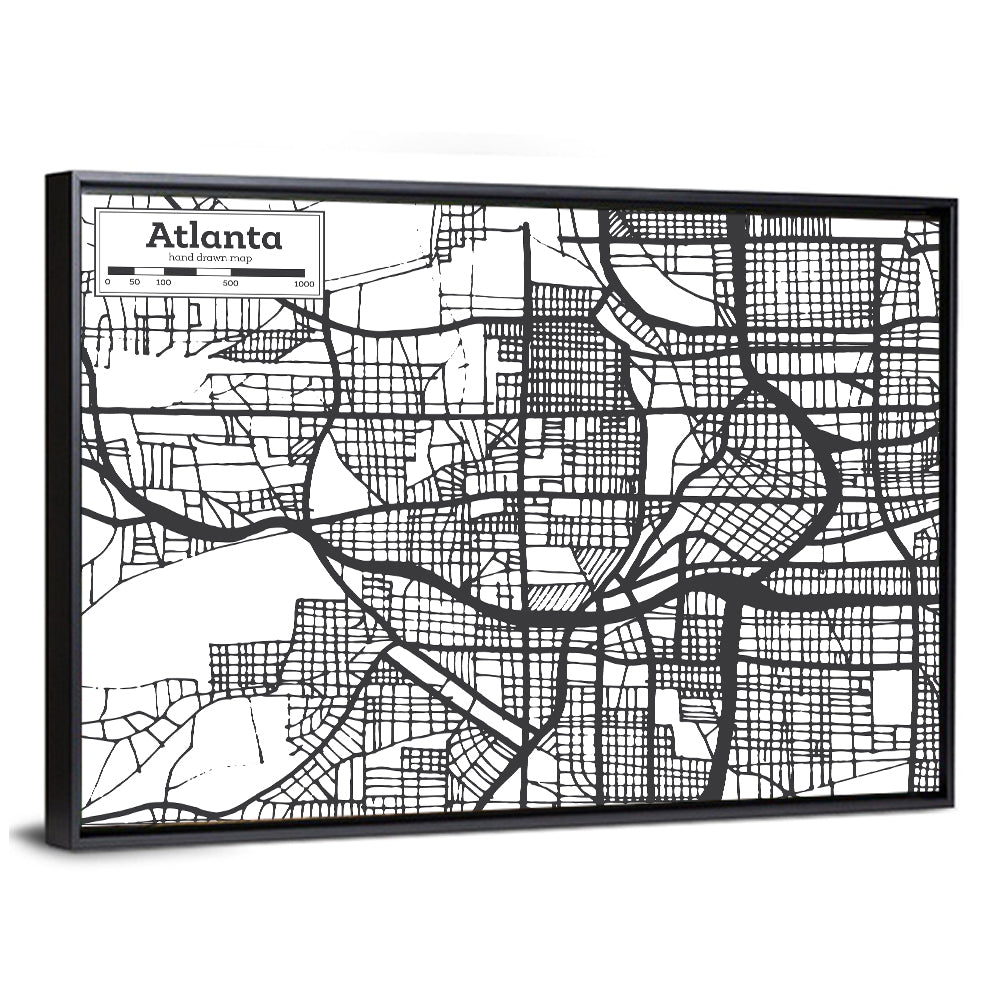 Atlanta Hand-drawn City Map Wall Art