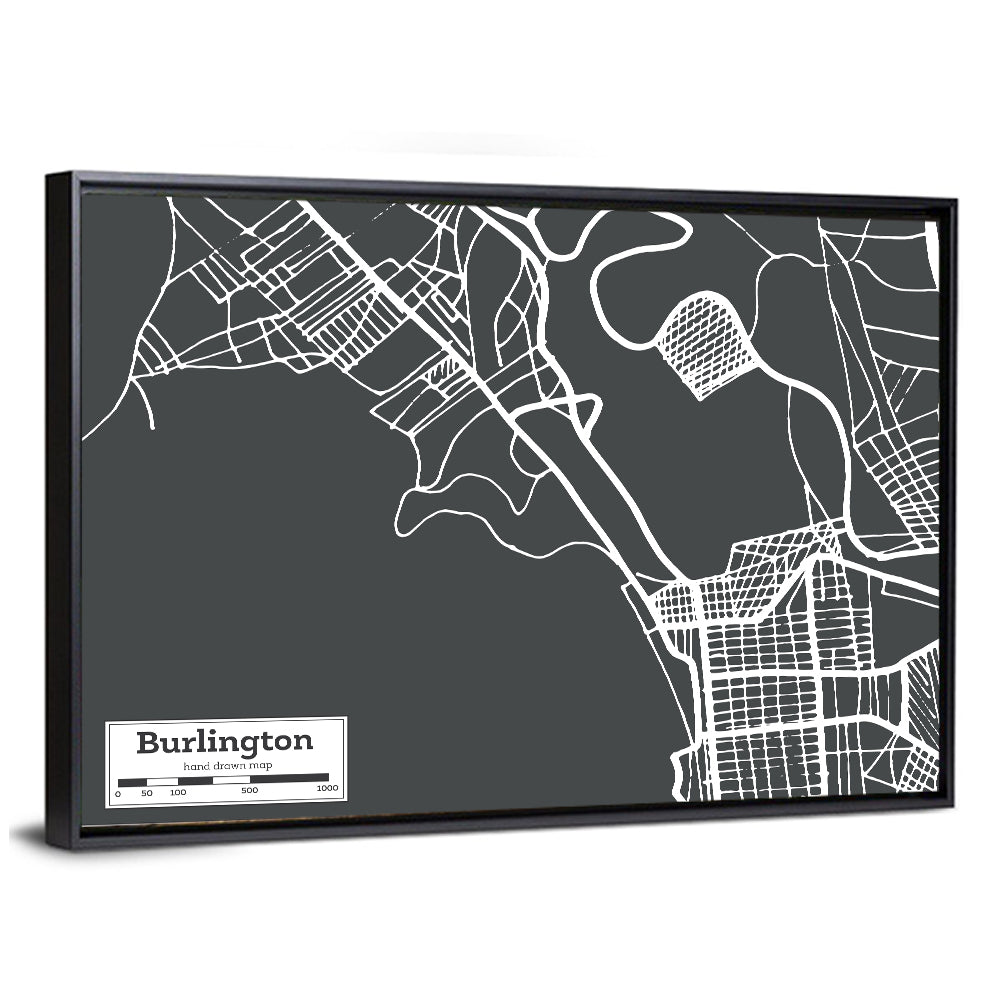 Burlington Vermont Street Grid Map Wall Art