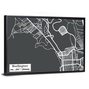 Burlington Vermont City Map Wall Art