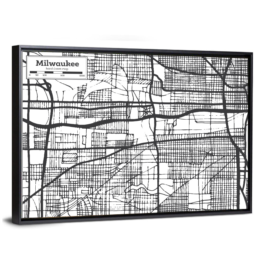 Hand-drawn Milwaukee City Map Wall Art