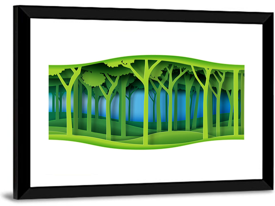Layered Paper Forest Panorama Wall Art