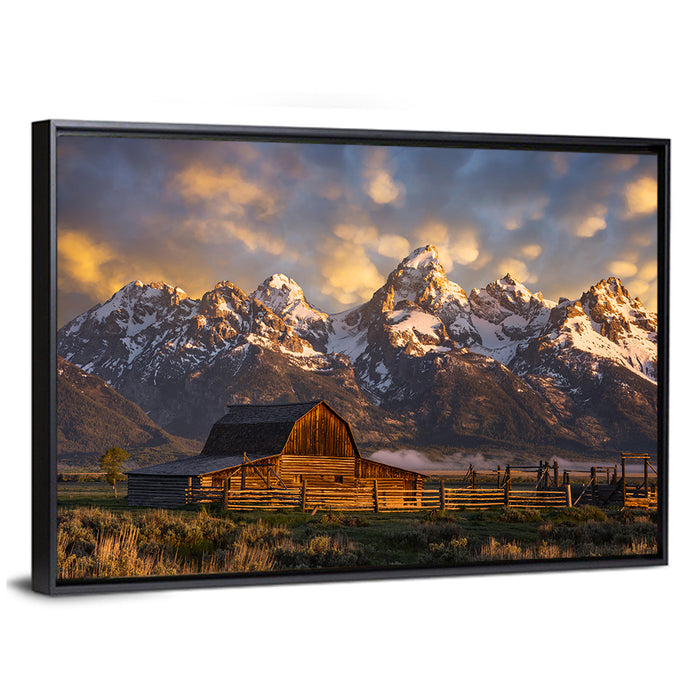 John Moulton Barn, Mormon Row Wall Art as a framed canvas