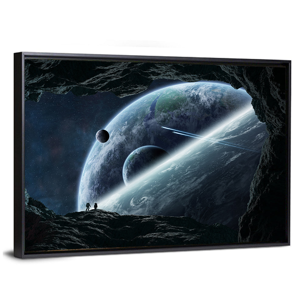 Astronaut Silhouettes in Cave Wall Art