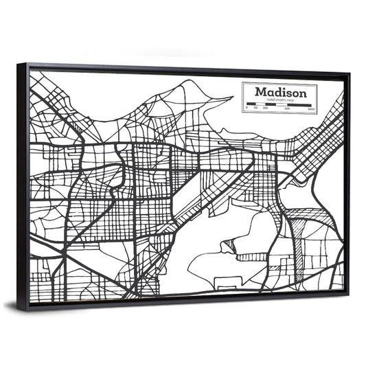 Madison City Map Wall Art