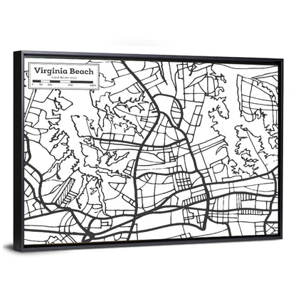 Virginia Beach Hand-drawn City Map Wall Art