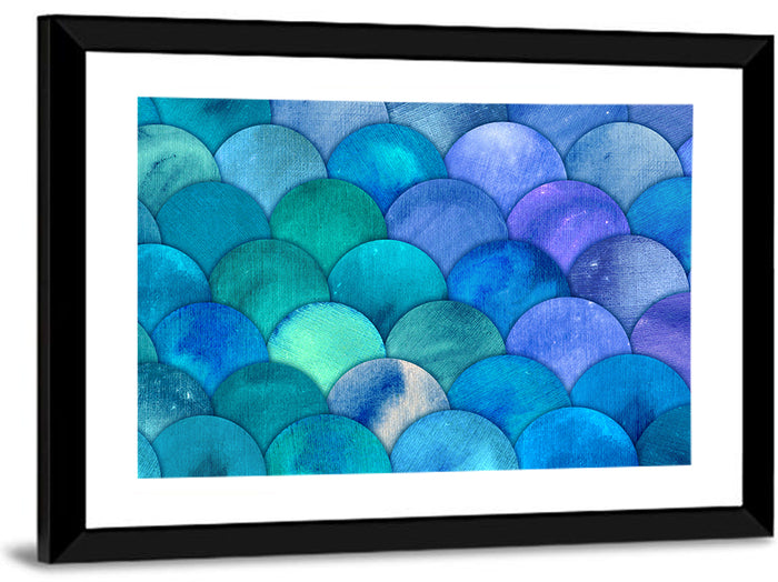 Blue Reptilian Scale Pattern Wall Art as a framed print